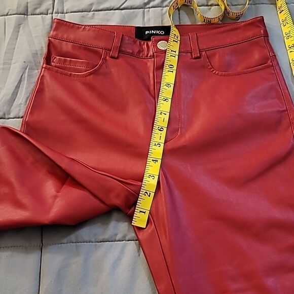 Pinko Red Faux Leather Pants - Picture 5 of 10